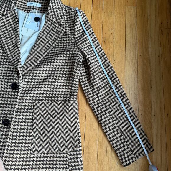 Commense Brown Cream Oversized Houndstooth Blazer Size M Preppy Academia Classic - Picture 11 of 16